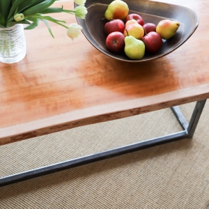 Cherry Live Edge coffee table with Black Walnut live edge bowl